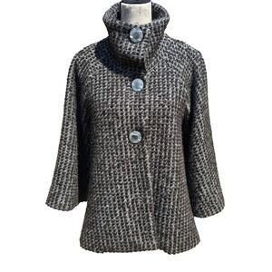 Liquid‎ Gray Alpaca Mohair Wool Blend Swing Coat Jacket Made in USA Size 8